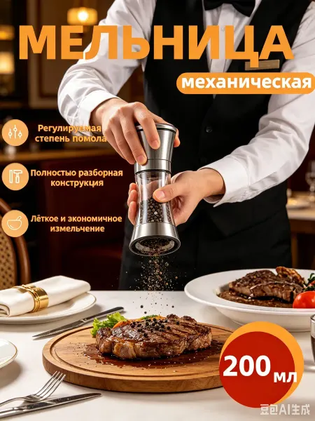 Стеклянная мельница для специй из нержавейки