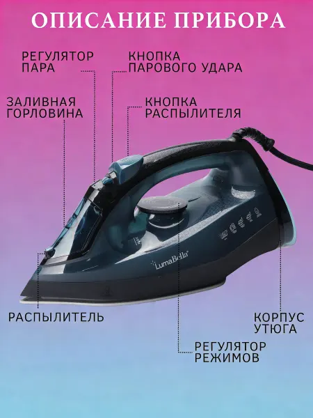 LumaBella Портативный паровой утюг для домашнего использования