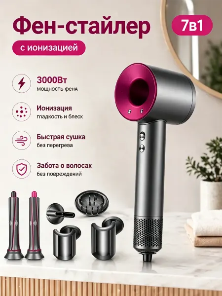 Фен для волос профессиональный с насадками 7 В 1 .dyson