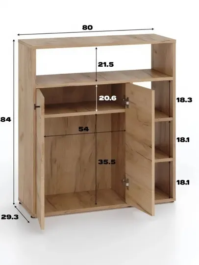 Комод-стеллаж LEKSUS для хранения вещей и обуви, в собранном виде (80x84x29.3 см)