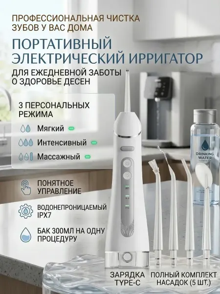 Xiaomi Ирригатор для зубов и десен для дома для безупречной гигиены…