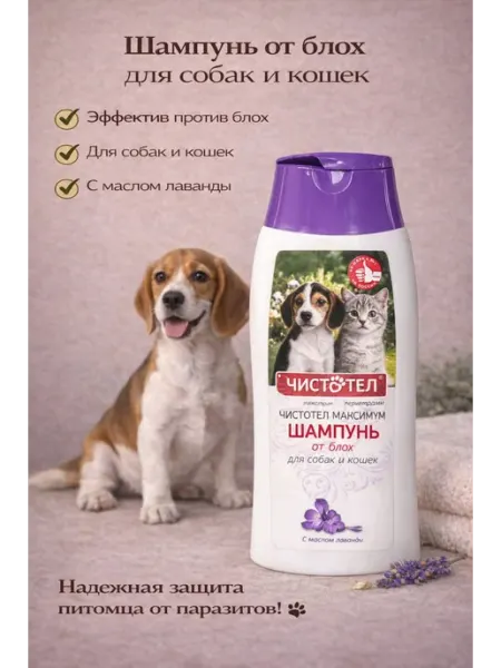 Чистотел Распутывающий Шампунь для щенков и котят от блох "Чистотел" с маслом лаван…