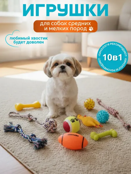 Дружба на четыре лапы Игрушки для собак и щенков набор 10 в 1
