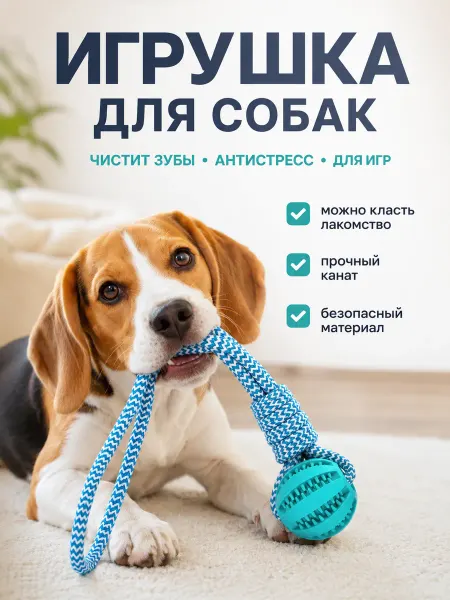 Игрушка антистресс для собак канат 2 в 1