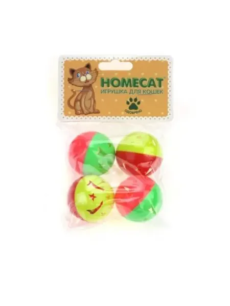 Homecat Игрушка Мяч Звездочки для кошек с колокольчиком 4 см 4 шт