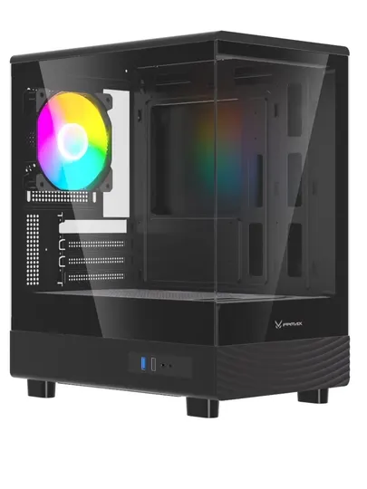 Корпус для ПК Diamond R2M Black ARGB Gaming, Micro-ATX / Mini-ITX, поддержка 3 вентилятора