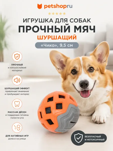 PetShop Игрушка для собак "Чико", мяч шуршащий, 9,5 см
