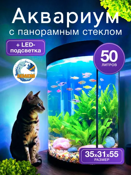 АКВАКМВ Аквариум панорамный 50 литров