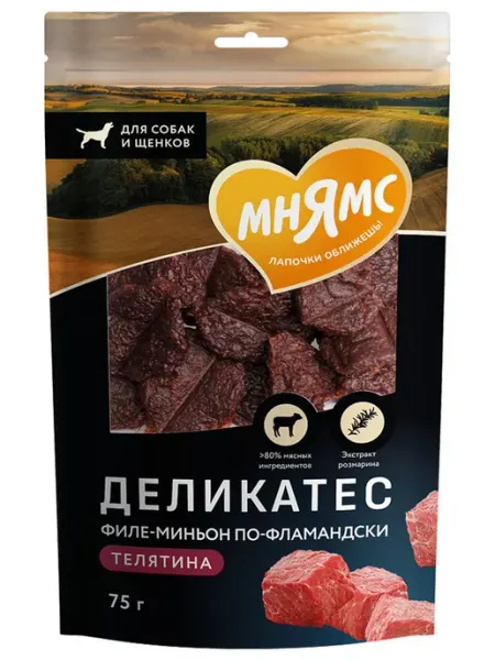 Мнямс Лакомство для собак по фламандски с телятиной 75gr