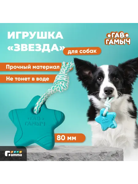 GAMMA Игрушка для собак ГАВ ГАМЫЧ Звезда с веревкой 8 см
