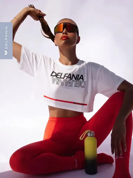 DELFANIA Футболка спортивная для фитнеса короткая