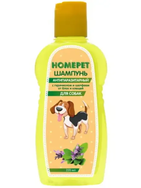 HomePet Шампунь для собак антипаразитарный от блох и клещей, 220 мл