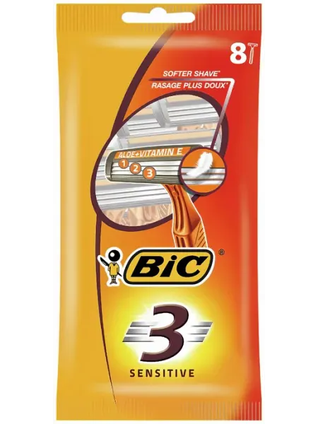 Бритва одноразовая мужская BIC 3 Sensitive 3 лезвия