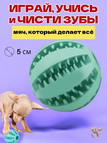 Мяч игрушка для собак бирюзовый