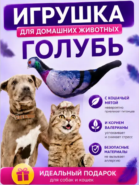 Нет бренда Игрушка для домашних животных "Голубь сизый"
