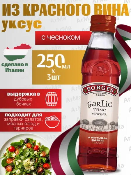 BORGES Уксус винный красный натуральный с чесноком 250 мл 3