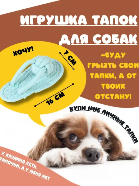 Игрушка для собак "Тапок", погрызушка
