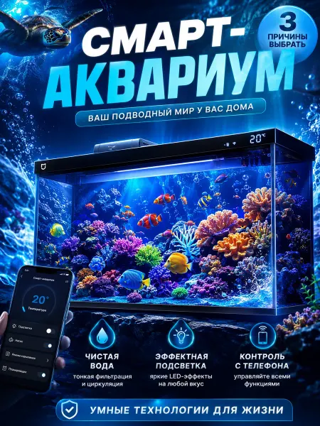 Аквариум для рыбок с автокормушкой，20 л