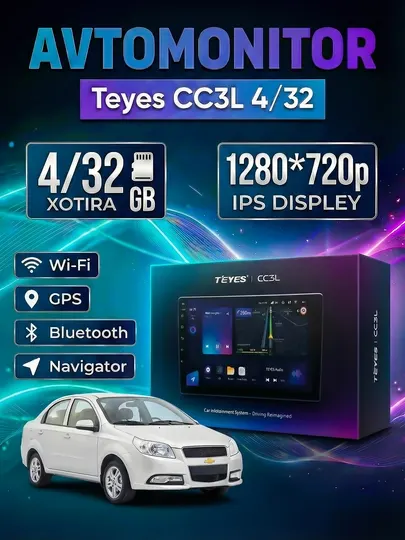 Монитор Teyes CC3L для Nexia 3 с рамкой и штекером
