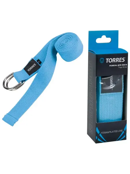 Torres Ремень для йоги YL9006, хлопок, длина 183 см, голубой