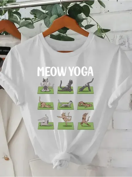 Коты Йога Футболка с принтом