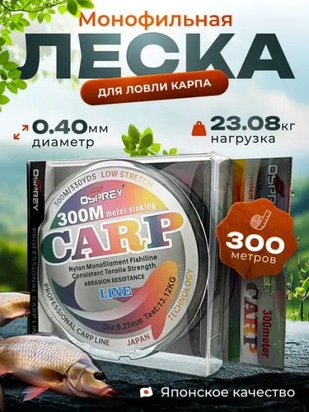 Fishing Леска рыболовная для ловли карпа 300м, 0.40 мм