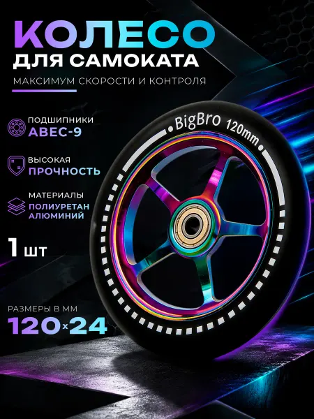 "BIG BRO" Колесо для трюкового самоката алюминиевое 120*24 мм