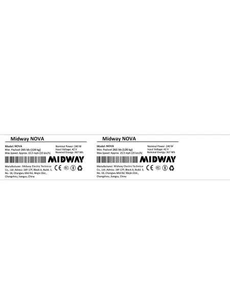 Midway Наклейка самокат NOVA 240 ватт