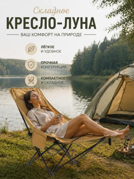 Кресло для кемпинга с регулируемой спинкой и сумкой