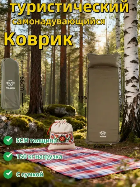 Vlaken Самонадувающийся матрас для кемпинга