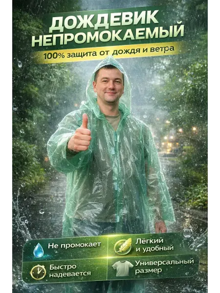 НУНА29 Плащ непромокаемый, дождевик, рыбацкий плащ