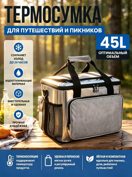 Большая сумка-холодильник 45л для пикника