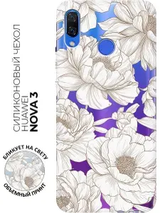 Силиконовый чехол на Huawei Nova 3 с принтом "Геометрия маков"