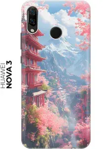 Силиконовый чехол на Huawei Nova 3 с принтом "Цветущий город"