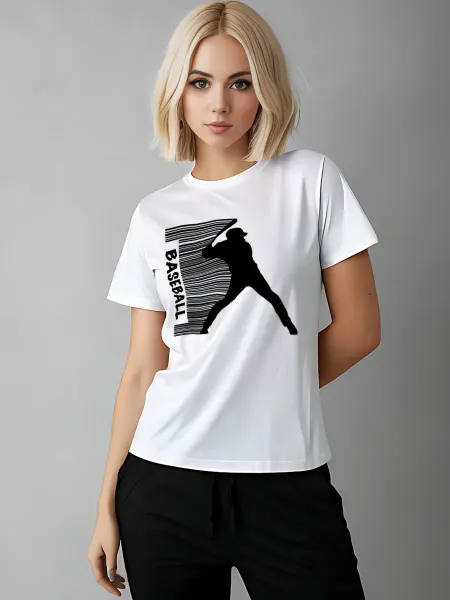 Printech Woman Футболка qr code штрихкод спорт baseball бейсбол спортзал