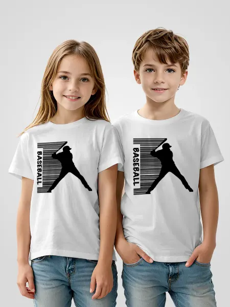 Printech Детская футболка baseball бейсбол спорт Qr Code Штрихкод