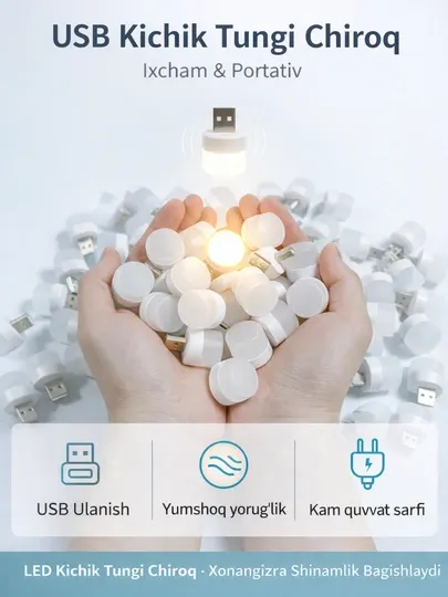 Мини LED ночник USB, 3 Вт, 4 шт, компактный и яркий светильник