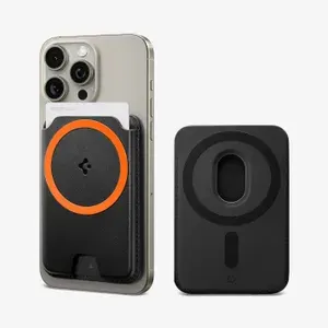 Картхолдер для смартфона двусторонний Spigen Valentinus MagFit+ для 3х карт, черный