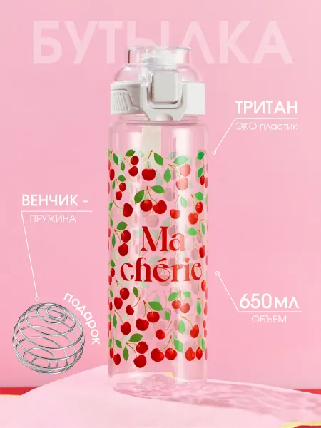 Refillme Бутылка для воды спортивная из тритана Вишенки