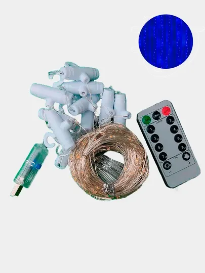 Гирлянда штора "РОСА", 3 * 3 с пультом на USB