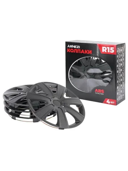 ARNEZI Колпаки R15 на колеса Hadar 4шт черно-матовые ABS-пластик