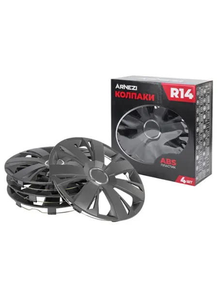 ARNEZI Колпаки R14 на колеса Sirius 4шт черно-матовые ABS-пластик