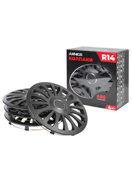 ARNEZI Колпаки R14 на колеса 4шт черно-матовые ABS-пластик