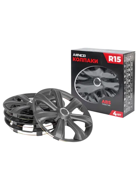 ARNEZI Колпаки R15 на колеса Sirrah 4шт черно-матовые ABS-пластик