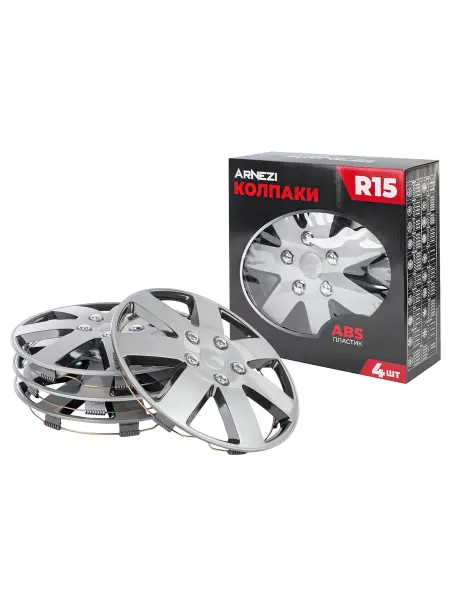 ARNEZI Колпаки R15 Rigel 4шт серебристо-черные ABS-пластик A0702063