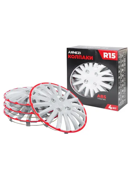 ARNEZI Колпаки R15 Orion 4шт бело-красные ABS-пластик A0702079