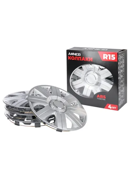 ARNEZI Колпаки R15 на колеса Magellan 4шт серебристые ABS-пластик