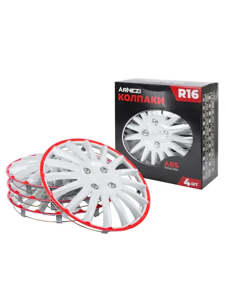 ARNEZI Колпаки R16 на колеса Orion 4шт (бело-красные) ABS-пластик