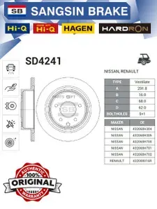 Hi-Q Тормозной диск задний Nissan X-Trail 2.0, 2.5, 2.2DCi SD4241