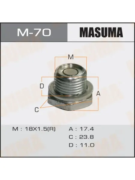 MASUMA Болт слива масла M18 x 1.5 с магнитом AКПП для а м Toyota
